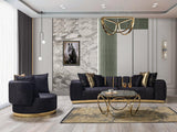 Michelle Black Velvet Curved Sectional sofa in living room