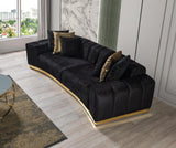 Michelle Black Velvet Curved Sectional sofa in living room