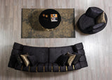 Michelle Black Velvet Curved Sectional sofa in living room