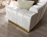 Michelle Ivory Velvet Curved Sectional sofa main angled view