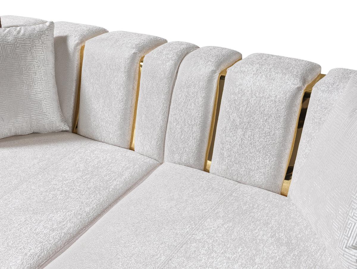 Michelle Ivory Velvet Curved Sectional sofa main angled view