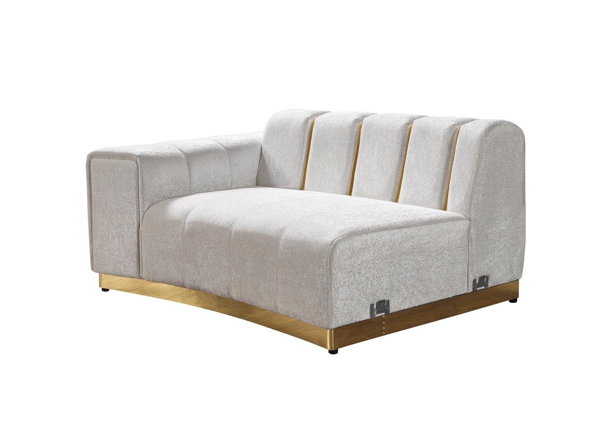 Michelle Ivory Velvet Curved Sectional sofa main angled view