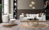 Michelle Ivory Velvet Curved Sectional sofa main angled view