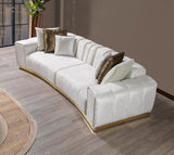 Michelle Ivory Velvet Curved Sectional sofa main angled view