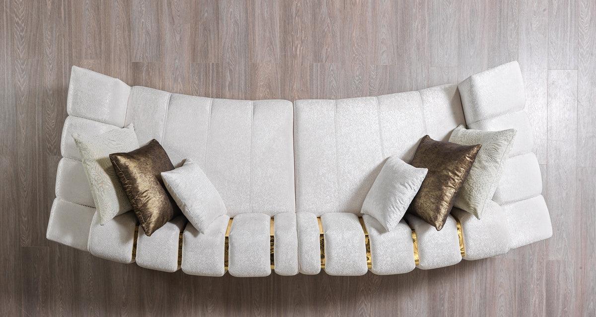 Michelle Ivory Velvet Curved Sectional sofa main angled view