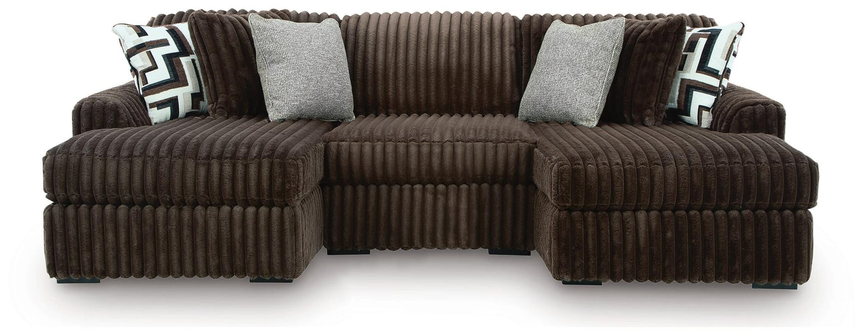 Midnight-Madness Chocolate 3-Piece Double Chaise Sectional from Decor Furniture