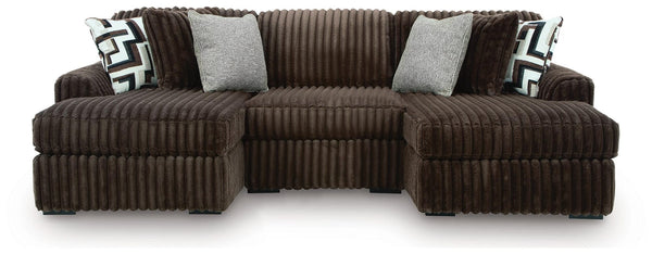 Midnight-Madness Chocolate 3-Piece Double Chaise Sectional from Decor Furniture