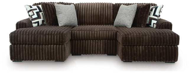 Midnight-Madness Chocolate 3-Piece Double Chaise Sectional from Decor Furniture