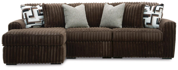 Midnight-Madness Chocolate 3-Piece Sectional with Chaise from Decor Furniture