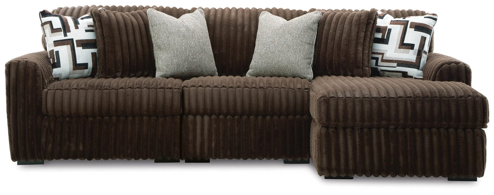 Midnight-Madness Chocolate 3-Piece Sectional with Chaise from Decor Furniture