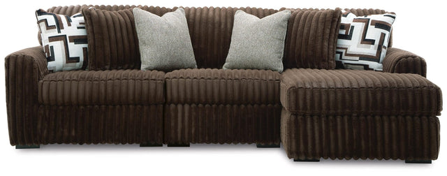 Midnight-Madness Chocolate 3-Piece Sectional with Chaise from Decor Furniture
