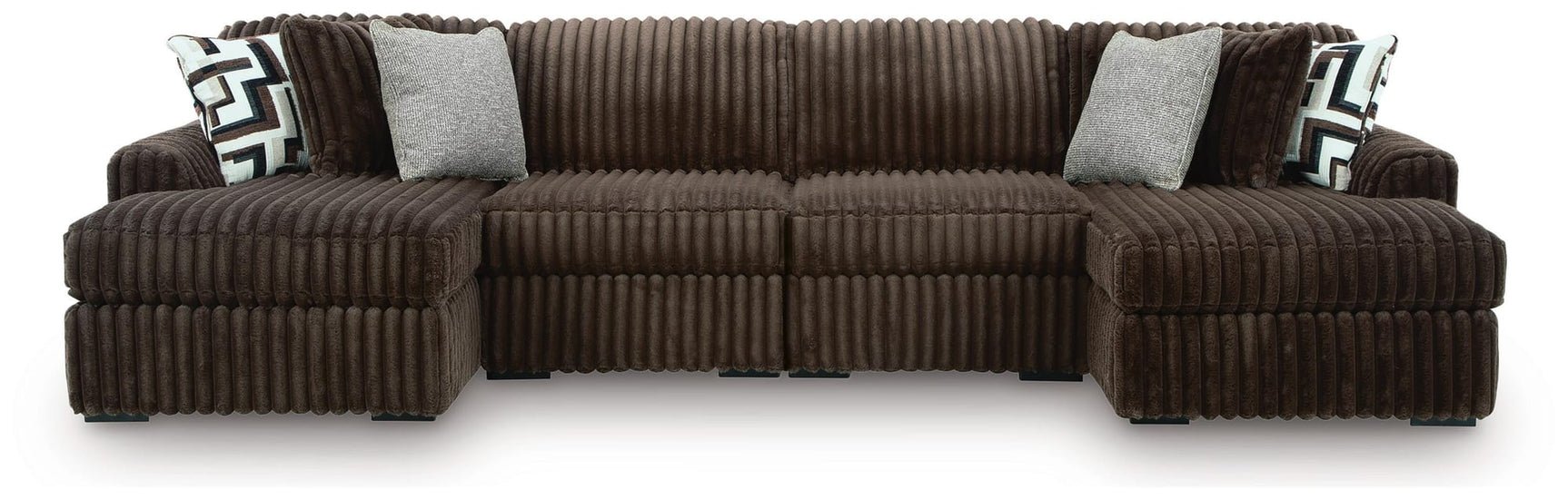 Midnight-Madness Chocolate 4-Piece Double Chaise Sectional from Decor Furniture