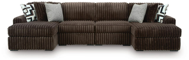 Midnight-Madness Chocolate 4-Piece Double Chaise Sectional from Decor Furniture