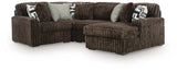 Midnight-Madness Chocolate 4-Piece Sectional with Chaise from Decor Furniture