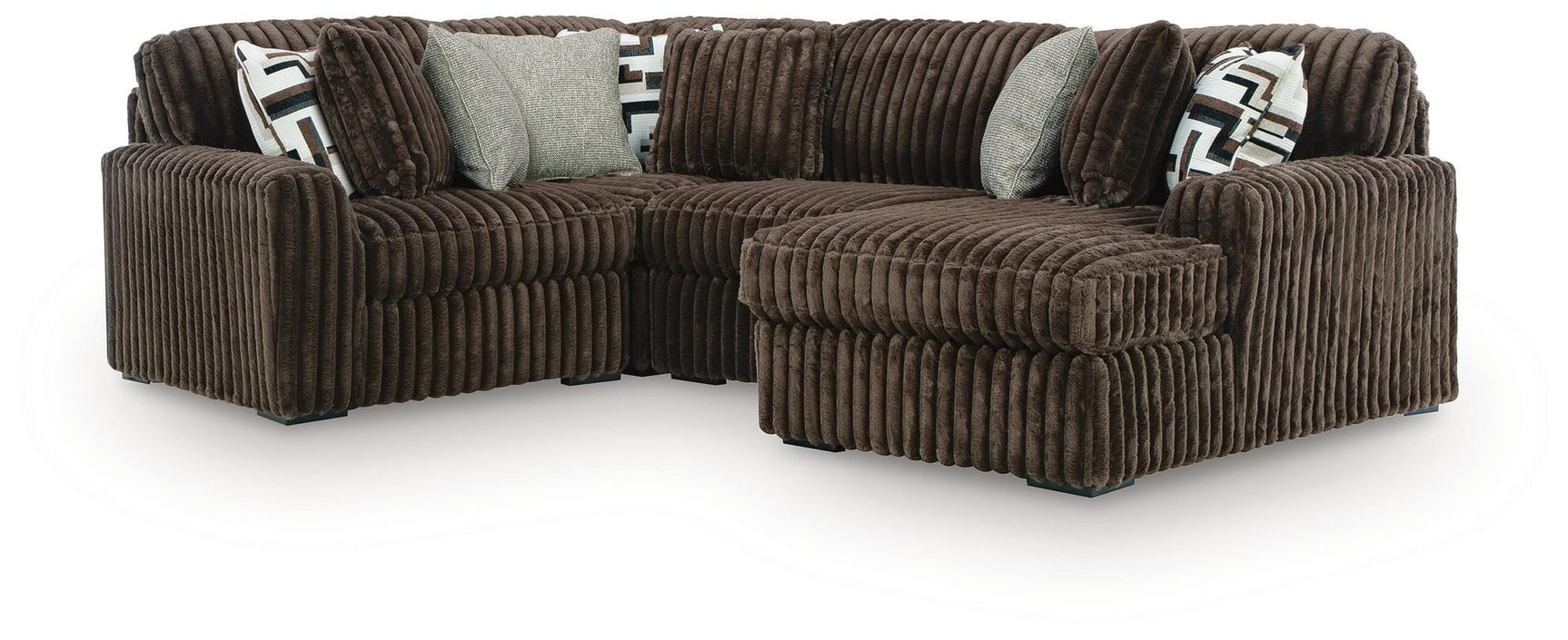 Midnight-Madness Chocolate 4-Piece Sectional with Chaise from Decor Furniture