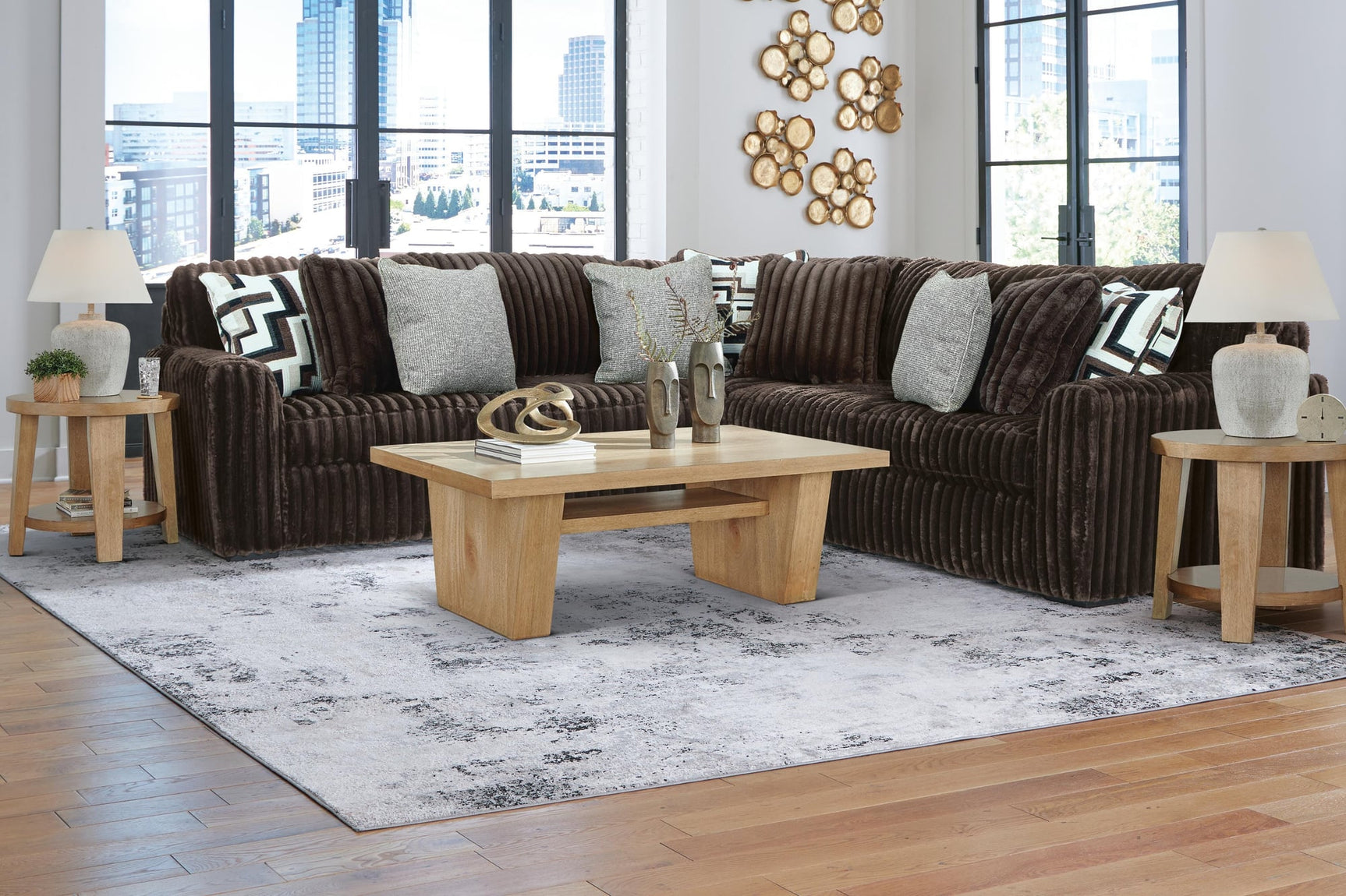 Midnight-Madness Chocolate Velvet 3-Piece Sectional - image 2
