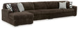 Midnight-Madness Chocolate Velvet 3-Piece Sectional with Chaise - image 1