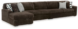 Midnight-Madness Chocolate Velvet 3-Piece Sectional with Chaise - image 1