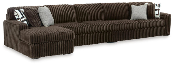 Midnight-Madness Chocolate Velvet 3-Piece Sectional with Chaise - image 1