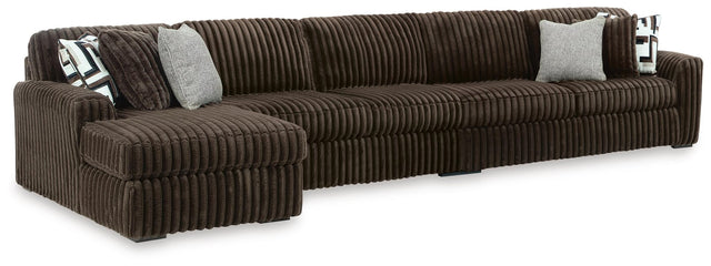 Midnight-Madness Chocolate Velvet 3-Piece Sectional with Chaise - image 1