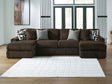 Midnight-Madness Chocolate Velvet 3-Piece Sectional with Chaise from Decor Furniture