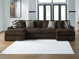 Midnight-Madness Chocolate Velvet 3-Piece Sectional with Chaise from Decor Furniture