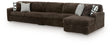 Midnight-Madness Chocolate Velvet 3-Piece Sectional with Chaise from Decor Furniture