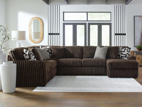 Midnight-Madness Chocolate Velvet 4-Piece Sectional with Chaise - image 1