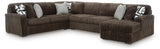 Midnight-Madness Chocolate Velvet 4-Piece Sectional with Chaise - image 2