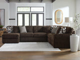 Midnight-Madness Chocolate Velvet 4-Piece Sectional with Chaise from Decor Furniture