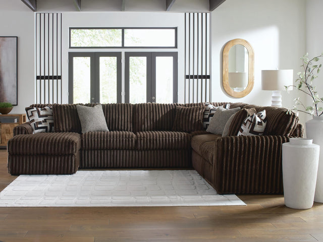 Midnight-Madness Chocolate Velvet 4-Piece Sectional with Chaise from Decor Furniture