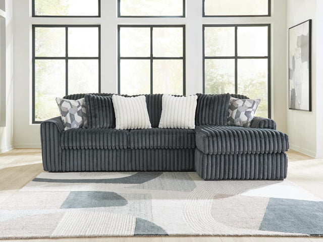 Midnight-Madness Gunmetal 2-Piece Sectional Sofa Chaise from Decor Furniture