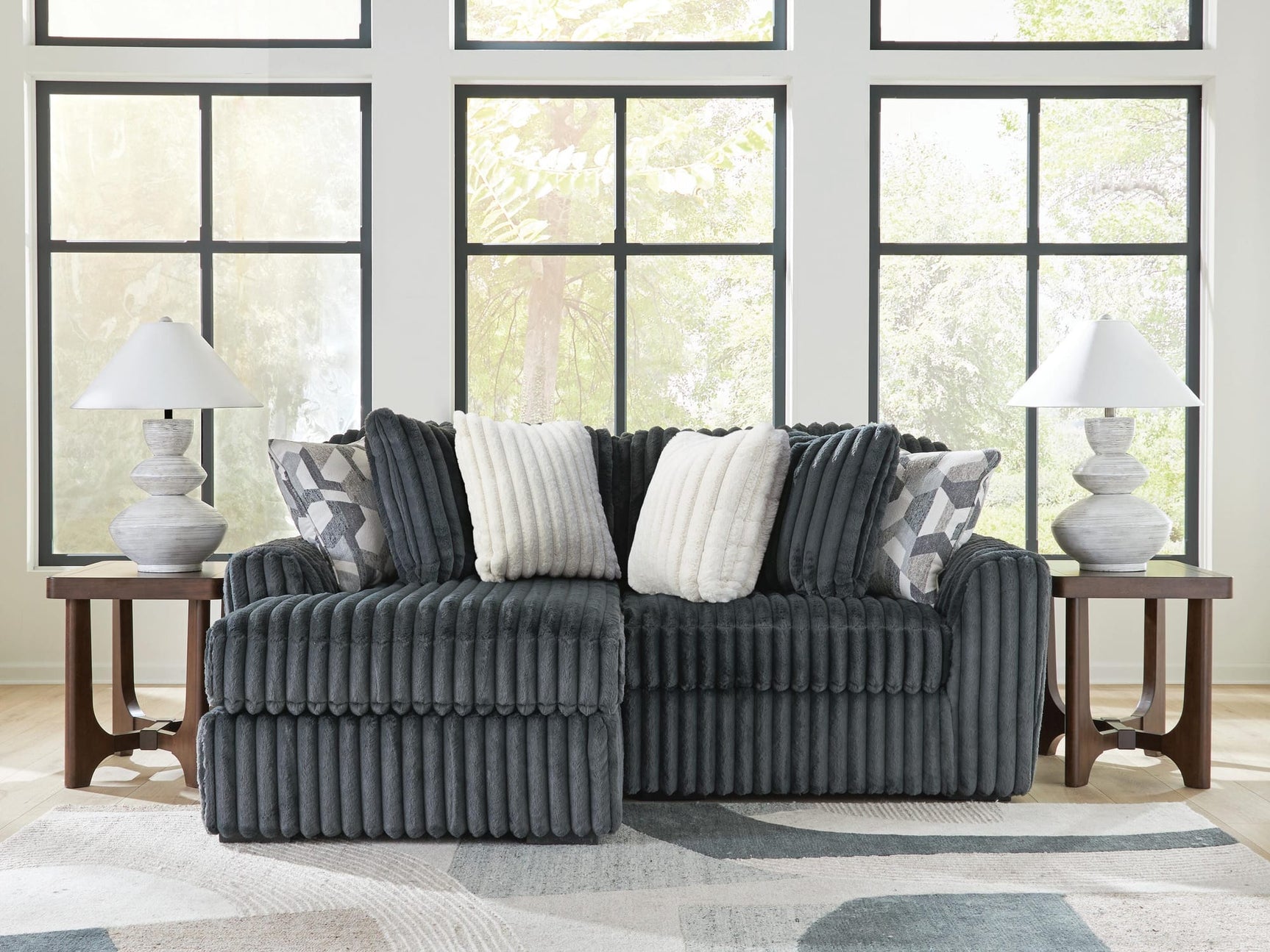 Midnight-Madness Gunmetal 2-Piece Sectional with Chaise from Decor Furniture