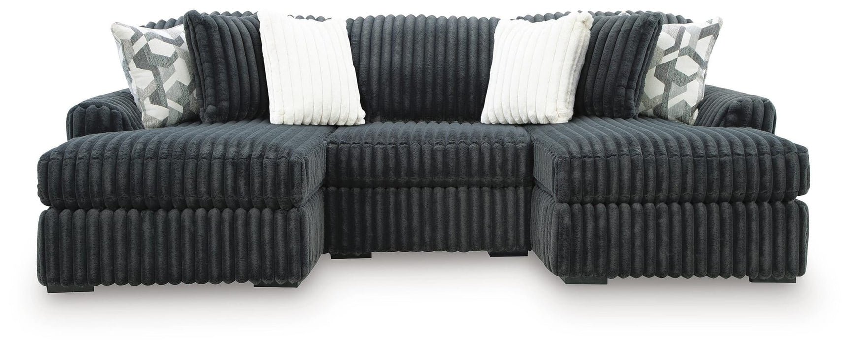 Midnight-Madness Gunmetal 3-Piece Double Chaise Sectional from Decor Furniture