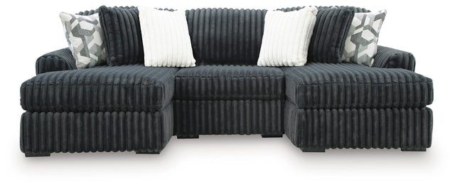 Midnight-Madness Gunmetal 3-Piece Double Chaise Sectional from Decor Furniture