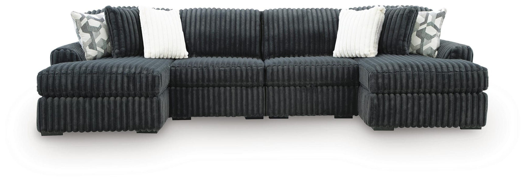 Midnight-Madness Gunmetal 4-Piece Double Chaise Sectional from Decor Furniture