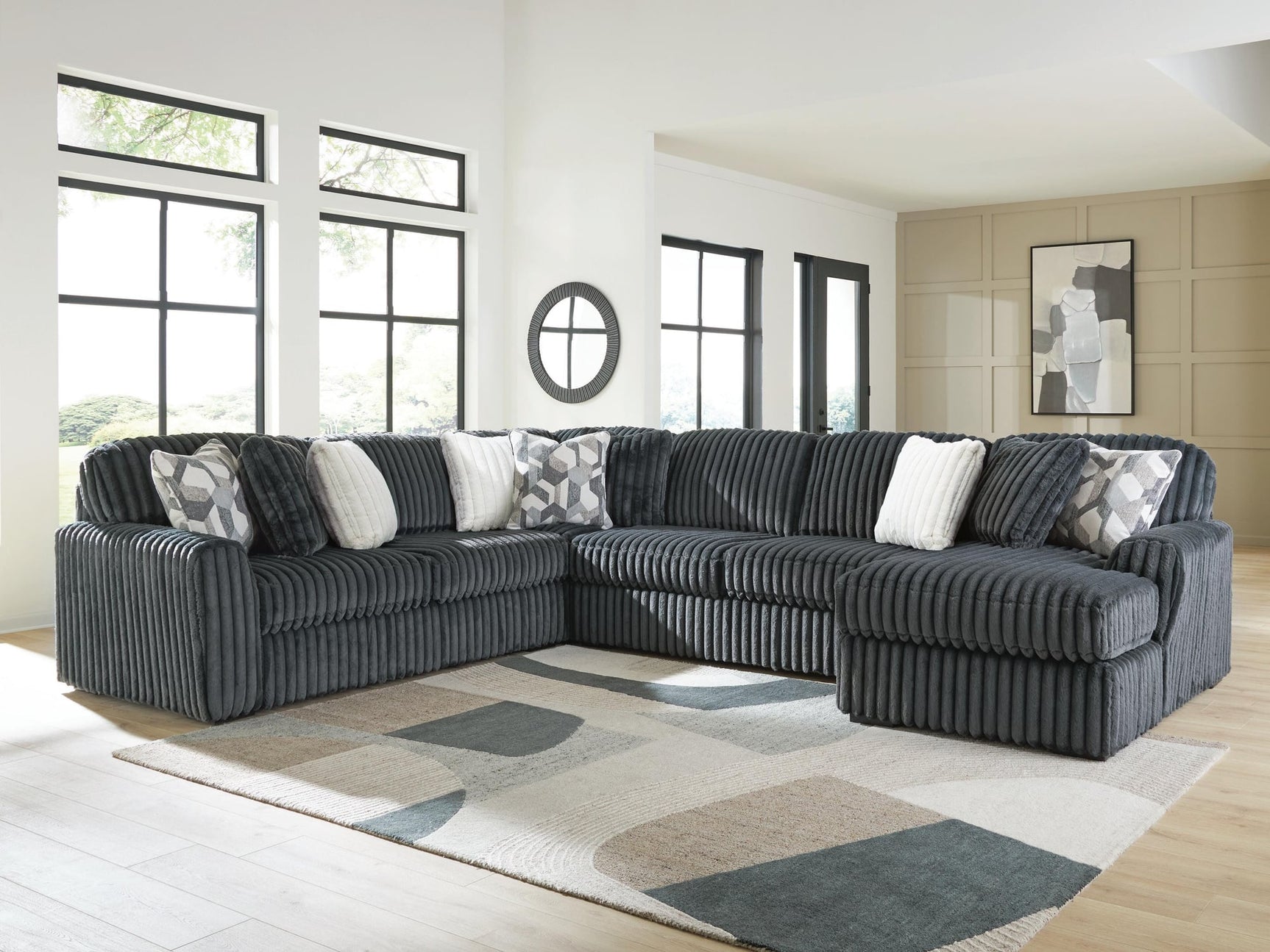 Midnight-Madness Gunmetal 4-Piece Sectional with Chaise - image 1