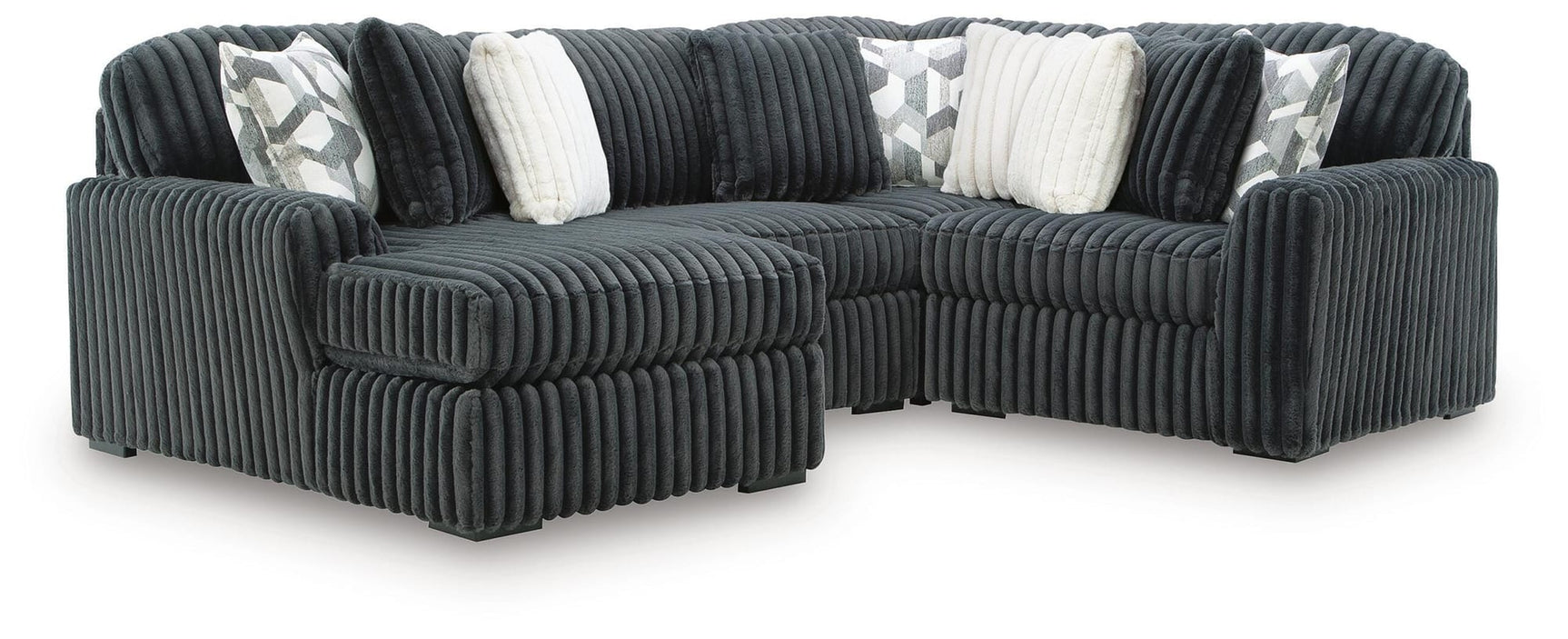 Midnight-Madness Gunmetal 4-Piece Sectional with Chaise from Decor Furniture