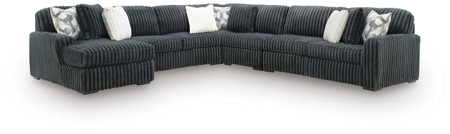 Midnight-Madness Gunmetal 5-Piece Sectional with Chaise from Decor Furniture