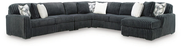Midnight-Madness Gunmetal 5-Piece Sectional with Chaise from Decor Furniture
