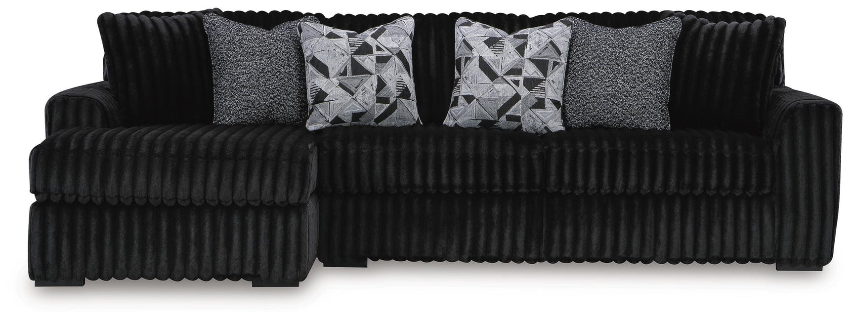 Midnight-Madness Onyx Velvet 2-Piece Sectional Sofa with Chaise - image 2