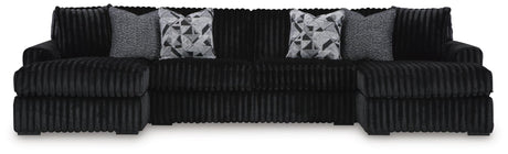 Midnight-Madness Onyx Velvet 3-Piece Sectional with Chaise - image 2