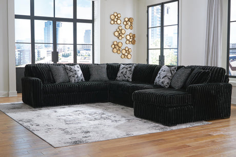 Midnight-Madness Onyx Velvet 4-Piece Sectional with Chaise - image 1