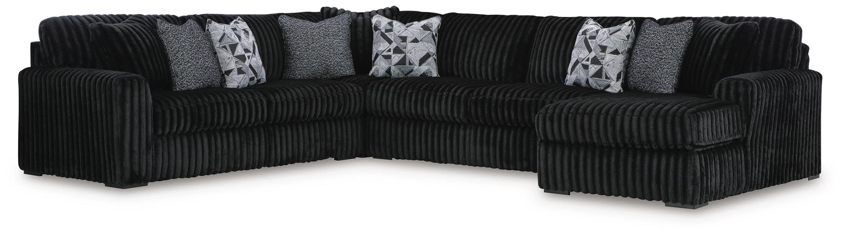 Midnight-Madness Onyx Velvet 4-Piece Sectional with Chaise - image 2