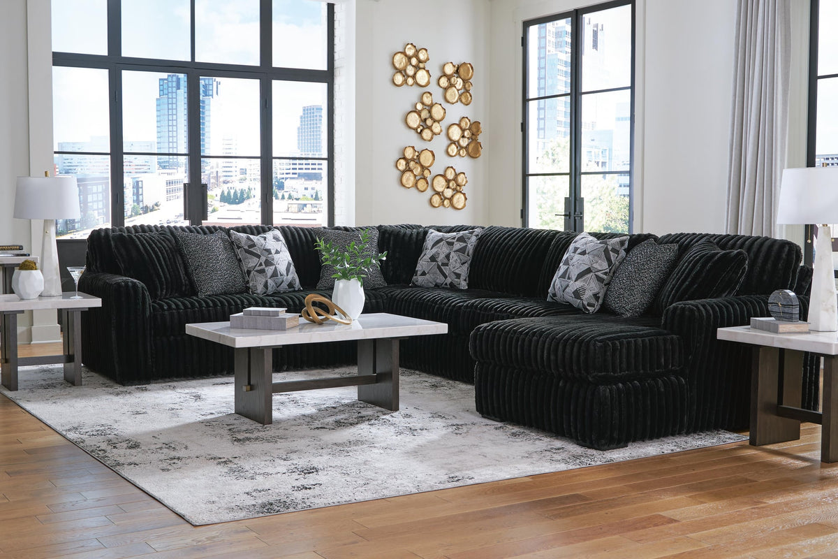 Midnight-Madness Onyx Velvet 4-Piece Sectional with Chaise - image 4