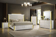 Mika Ultra-Modern Faux White Marble Bedroom Set with Warm Gold Veining and LED Ambient Lighting from Decor Furniture