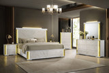 Mika Ultra-Modern Faux White Marble Bedroom Set with Warm Gold Veining and LED Ambient Lighting from Decor Furniture