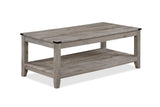 Milton light brown modern solid wood cocktail coffee table side view