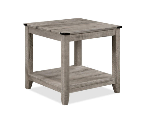 Milton light brown modern solid wood cocktail coffee table above angle
