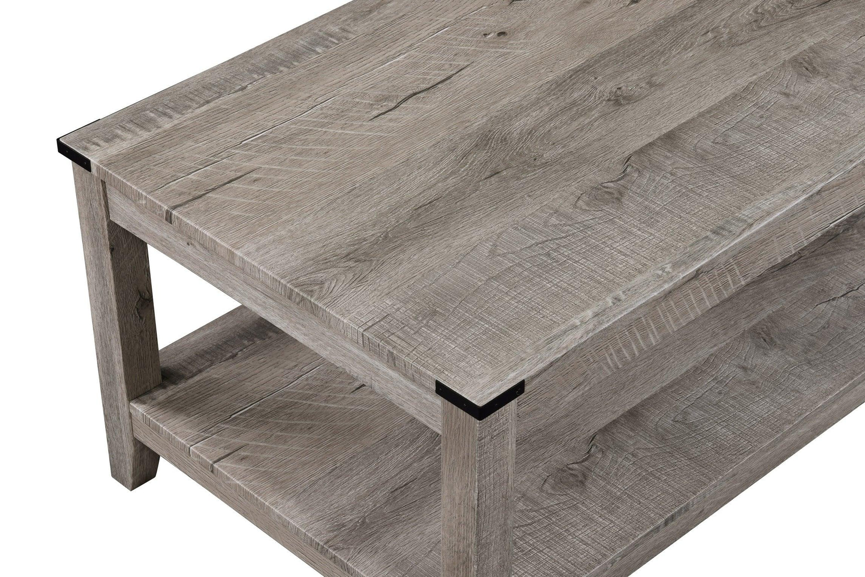 Milton light brown modern solid wood cocktail coffee table close-up of wood grain